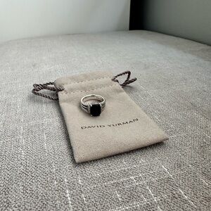 David Yurman Silver Cable Ring with Black Onyx